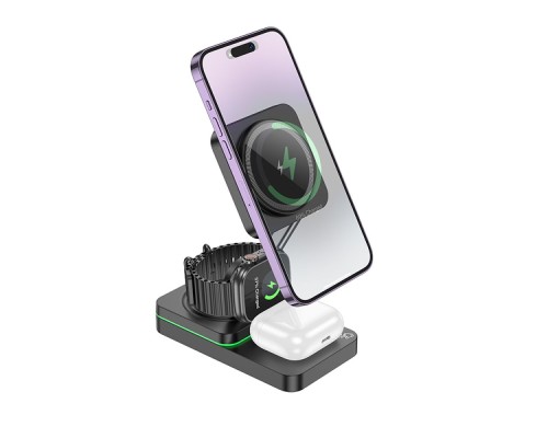 Бездротовий Зарядний Пристрій Hoco CQ10 3in1 Magnetic 15W For iWatch Бездротовий Зарядний Пристрій Hoco CQ10 3in1 Magnetic 15W For iWatch