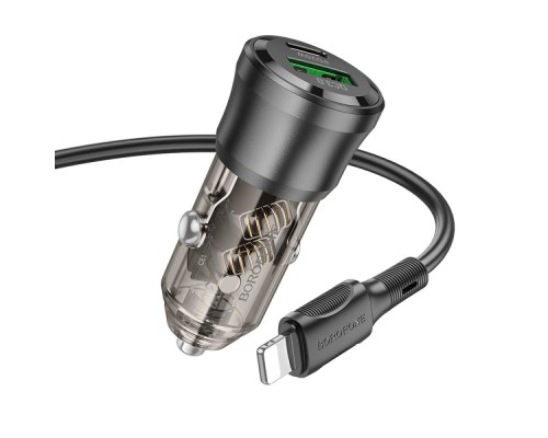 Автомобільний Зарядний Пристрій Borofone BZ25 1USB/1USB-C QC/PD38W+Type-C to Lightning Автомобільний Зарядний Пристрій Borofone BZ25 1USB/1USB-C QC/PD38W+Type-C to Lightning