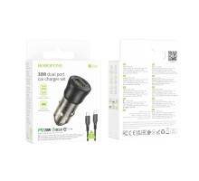 Автомобільний Зарядний Пристрій Borofone BZ25 1USB/1USB-C QC/PD38W+Type-C to Type-C 