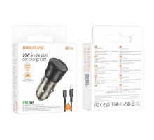 Автомобільний Зарядний Пристрій Borofone BZ24 1USB-C QC/PD20W+Type-C to Lightning 