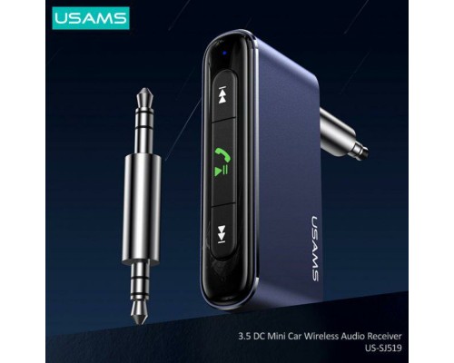 Bluetooth ресивер Usams US-SJ519 3.5DC Mini Car Wireless Audio Receiver BT5.0 Grey (SJ519JSQ01) 