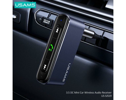 Bluetooth ресивер Usams US-SJ519 3.5DC Mini Car Wireless Audio Receiver BT5.0 Grey (SJ519JSQ01) 