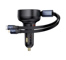 Автомобільний зарядний пристрій Baseus Enjoyment Pro Car Charger C+Retractable C &amp; iP Cable 60W Cluster Black (C00057802111-00)