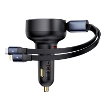 Автомобільний зарядний пристрій Baseus Enjoyment Pro Car Charger C+Retractable C &amp; iP Cable 60W Cluster Black (C00057802111-00)