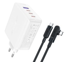 Мережевий зарядний пристрій ACEFAST A37 PD100W GaN (3*CUSB-C+USB-A) charger set White (6974316281672)