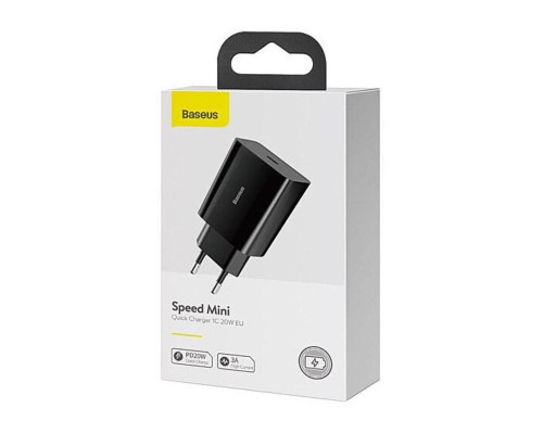 Мережевий зарядний пристрій Baseus Speed Mini Quick Charger 1C 20W EU Black (CCFS-SN01) Мережевий зарядний пристрій Baseus Speed Mini Quick Charger 1C 20W EU Black (CCFS-SN01)