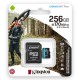 microSDXC (UHS-1 U3) Kingston Canvas Go Plus 256Gb class 10 A2 V30 (R170MB/s, W90MB/s) (adapter SD) (SDCG3/256GB) 