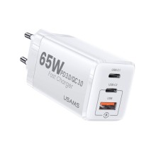 Мережевий зарядний пристрій Usams US-CC110 T33 65W 3 Ports GaN Mini Fast Charger white (CC110TC02)