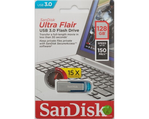 USB флеш накопичувач SanDisk 128GB Ultra Flair Blue USB 3.0 (SDCZ73-128G-G46B) 