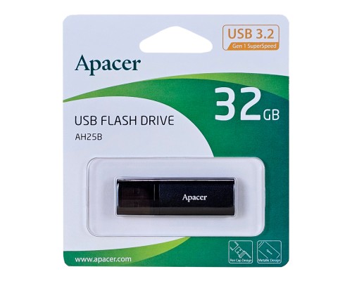 USB флеш накопичувач Apacer 32GB AH25B Black USB 3.1 (AP32GAH25BB-1) 