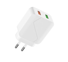 Зарядний пристрій WUW-C134 USB QC 3.0 +USB 2.1A white (6972573330652)