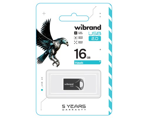 USB флеш накопичувач Wibrand 16GB Hawk Black USB 2.0 (WI2.0/HA16M1B) 