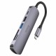 USB-хаб HOCO HB28 Type-C multi-function converter(HDTV+USB3.0+USB2.0+SD+TF+PD) Metal Gray (6931474769336) 