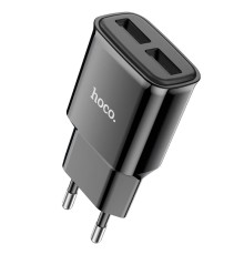 Мережевий зарядний пристрій HOCO C88A Star round dual port charger 12W Black (6931474749482)