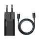 Мережевий зарядний пристрій Baseus Super Si Quick Charger 1C 25W EU Sets Black(With Mini White Cable Type-C to Type-C 3A 1m Black) (TZCCSUP-L01)
