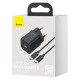 Мережевий зарядний пристрій Baseus Super Si Quick Charger 1C 25W EU Sets Black(With Mini White Cable Type-C to Type-C 3A 1m Black) (TZCCSUP-L01)