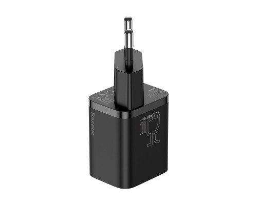 Мережевий зарядний пристрій Baseus Super Si Quick Charger 1C 25W EU Sets Black(With Mini White Cable Type-C to Type-C 3A 1m Black) (TZCCSUP-L01) Мережевий зарядний пристрій Baseus Super Si Quick Charger 1C 25W EU Sets Black(With Mini White Cable Type-C to Type-C 3A 1m Black) (TZCCSUP-L01)
