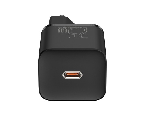 Мережевий зарядний пристрій Baseus Super Si Quick Charger 1C 25W EU Sets Black(With Mini White Cable Type-C to Type-C 3A 1m Black) (TZCCSUP-L01) Мережевий зарядний пристрій Baseus Super Si Quick Charger 1C 25W EU Sets Black(With Mini White Cable Type-C to Type-C 3A 1m Black) (TZCCSUP-L01)