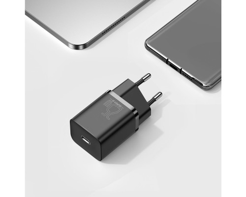 Мережевий зарядний пристрій Baseus Super Si Quick Charger 1C 25W EU Sets Black(With Mini White Cable Type-C to Type-C 3A 1m Black) (TZCCSUP-L01) Мережевий зарядний пристрій Baseus Super Si Quick Charger 1C 25W EU Sets Black(With Mini White Cable Type-C to Type-C 3A 1m Black) (TZCCSUP-L01)