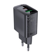 Мережевий зарядний пристрій ACEFAST A78 PD20W GaN (USB-A+USB-C) charger Black (6974316283256)