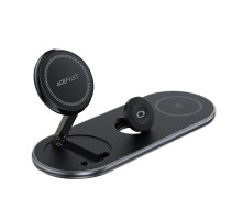 Бездротовий зарядний пристрій ACEFAST E19 Qi2 desktop 3-in-1 wireless charging holder Black (6974316283096) 