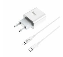 Мережевий зарядний пристрій HOCO C76A Plus Speed source PD20W charger set(C to iP) White (6931474746924)