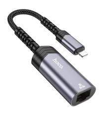 Кабель-перехідник HOCO UA26 iP ethernet adapter(100 Mbps) Metal Gray (6942007611978)