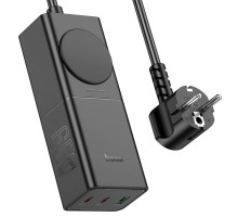 Мережевий зарядний пристрій HOCO NS4 Sharp PD65W(2C1A) desktop socket(EU/GER) Black (6942007617352)