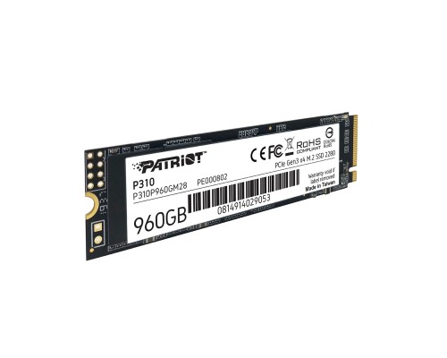 SSD M.2 Patriot P310 960GB NVMe 2280 PCIe 3.0x4 3D NAND TLC (P310P960GM28) SSD M.2 Patriot P310 960GB NVMe 2280 PCIe 3.0x4 3D NAND TLC (P310P960GM28)