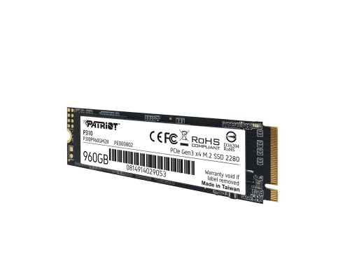 SSD M.2 Patriot P310 960GB NVMe 2280 PCIe 3.0x4 3D NAND TLC (P310P960GM28) SSD M.2 Patriot P310 960GB NVMe 2280 PCIe 3.0x4 3D NAND TLC (P310P960GM28)
