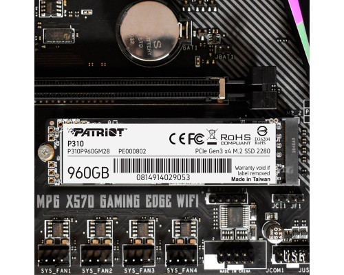SSD M.2 Patriot P310 960GB NVMe 2280 PCIe 3.0x4 3D NAND TLC (P310P960GM28) SSD M.2 Patriot P310 960GB NVMe 2280 PCIe 3.0x4 3D NAND TLC (P310P960GM28)