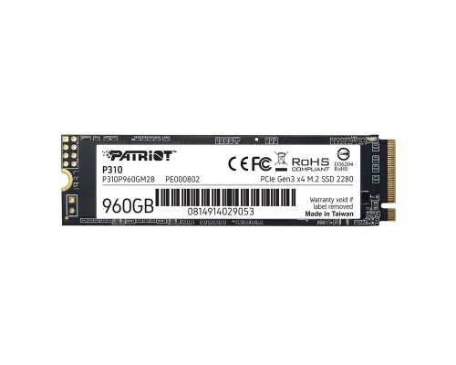 SSD M.2 Patriot P310 960GB NVMe 2280 PCIe 3.0x4 3D NAND TLC (P310P960GM28) SSD M.2 Patriot P310 960GB NVMe 2280 PCIe 3.0x4 3D NAND TLC (P310P960GM28)