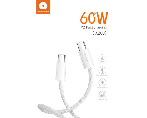 Кабель WUW-X200 Type-C to Type-C PD 60W white (WUW-X200TT) Кабель WUW-X200 Type-C to Type-C PD 60W white (WUW-X200TT)