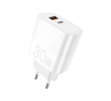 Мережевий зарядний пристрій WUW-C208 30W PD USB-C + USB QC3.0 18W white (6972573333417)