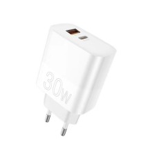 Мережевий зарядний пристрій WUW-C208 30W PD USB-C + USB QC3.0 18W white