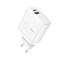 Мережевий зарядний пристрій WUW-C175 65W GaN USB A+USB C white (6972573335220)
