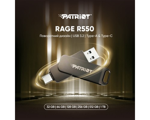 Flash Patriot USB 3.2 Gen 1 Rage R550 1TB Type-A+C (PE1TR550DSAD) Flash Patriot USB 3.2 Gen 1 Rage R550 1TB Type-A+C (PE1TR550DSAD)
