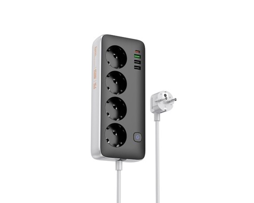 Мережевий подовжувач HOCO AC22 Sunlight 4-bit(PD30W/1C3A) desktop socket(EU/GER) Black (6942007629782) Мережевий подовжувач HOCO AC22 Sunlight 4-bit(PD30W/1C3A) desktop socket(EU/GER) Black (6942007629782)
