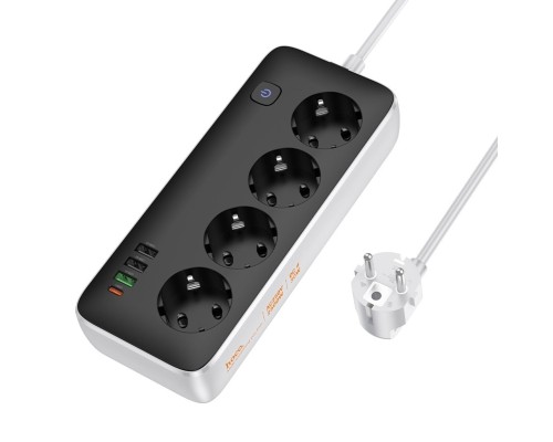 Мережевий подовжувач HOCO AC22 Sunlight 4-bit(PD30W/1C3A) desktop socket(EU/GER) Black (6942007629782) Мережевий подовжувач HOCO AC22 Sunlight 4-bit(PD30W/1C3A) desktop socket(EU/GER) Black (6942007629782)