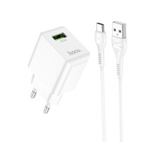Мережевий зарядний пристрій HOCO C98A Proton single port QC3.0 charger set(Type-C) White (6931474766878)