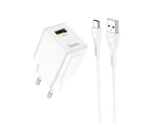Мережевий зарядний пристрій HOCO C98A Proton single port QC3.0 charger set(Type-C) White (6931474766878) Мережевий зарядний пристрій HOCO C98A Proton single port QC3.0 charger set(Type-C) White (6931474766878)