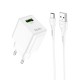 Мережевий зарядний пристрій HOCO C98A Proton single port QC3.0 charger set(Type-C) White (6931474766878)