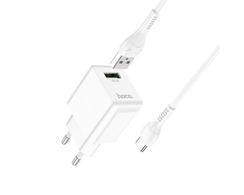 Мережевий зарядний пристрій HOCO C98A Proton single port QC3.0 charger set(Type-C) White (6931474766878) Мережевий зарядний пристрій HOCO C98A Proton single port QC3.0 charger set(Type-C) White (6931474766878)