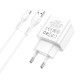 Мережевий зарядний пристрій HOCO C98A Proton single port QC3.0 charger set(Type-C) White (6931474766878)