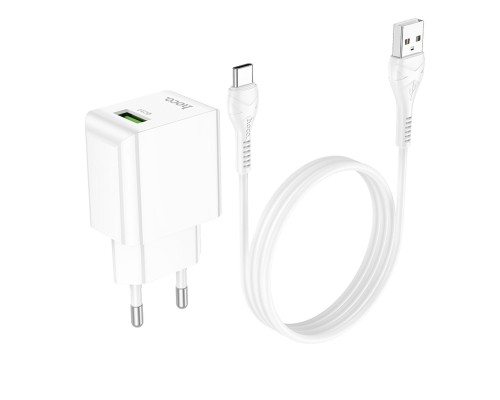 Мережевий зарядний пристрій HOCO C98A Proton single port QC3.0 charger set(Type-C) White (6931474766878) Мережевий зарядний пристрій HOCO C98A Proton single port QC3.0 charger set(Type-C) White (6931474766878)