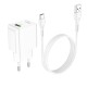 Мережевий зарядний пристрій HOCO C98A Proton single port QC3.0 charger set(Type-C) White (6931474766878)