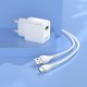 Мережевий зарядний пристрій HOCO C98A Proton single port QC3.0 charger set(Type-C) White (6931474766878)