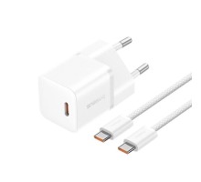 Мережевий зарядний пристрій Baseus GaN5 Fast Charger(mini) 1C 20W EU Moon White(With: Baseus Dynamic 3 Series Fast Charging Data Cable Type-C to Type- (P10110900213-01)