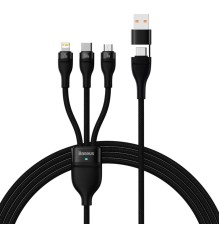 Кабель Baseus Flash Series Ⅱ Two-for-three Charging Cable U+C to M+L+C 100W 1.2m Black (CASS030101)