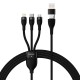 Кабель Baseus Flash Series Ⅱ Two-for-three Charging Cable U+C to M+L+C 100W 1.2m Black (CASS030101)